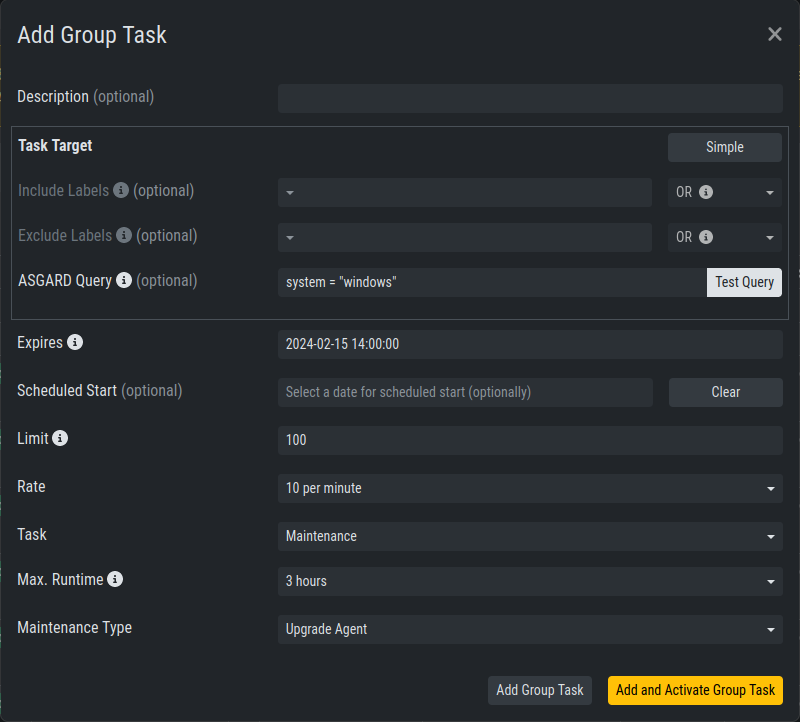 Example Group Task for Agent Update