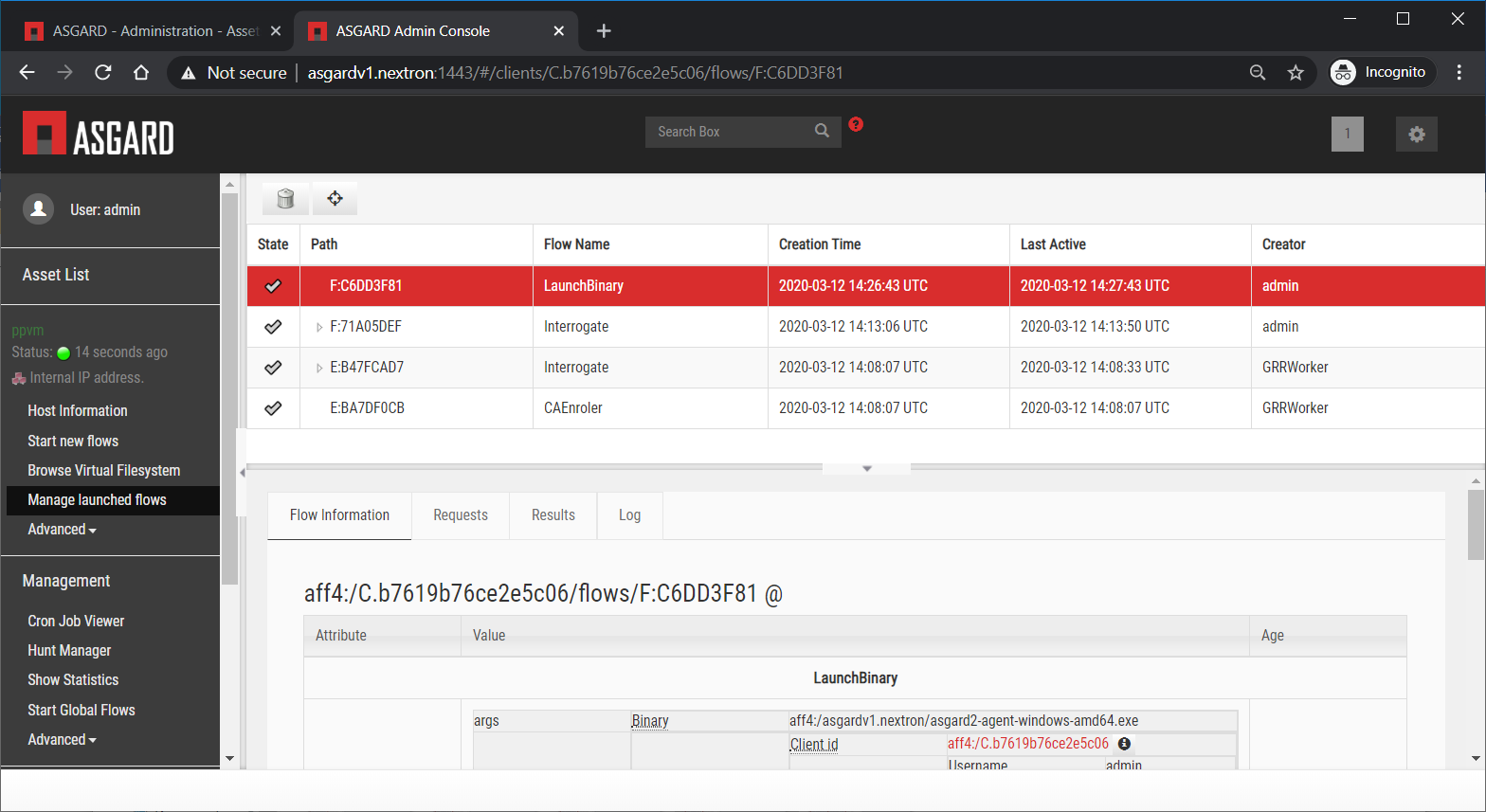 Manage launched flows
