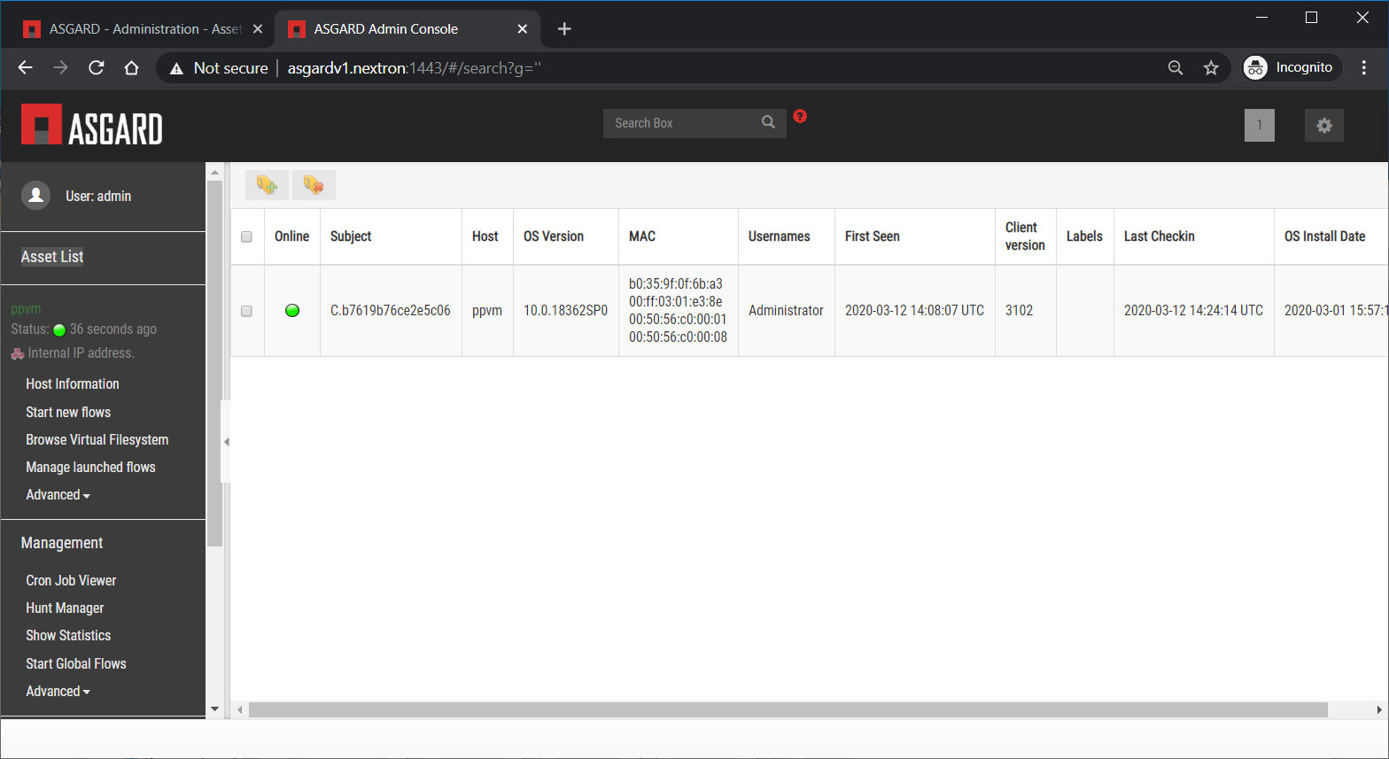 Asset List view