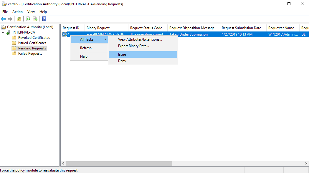 certsrv – Issue the certificate