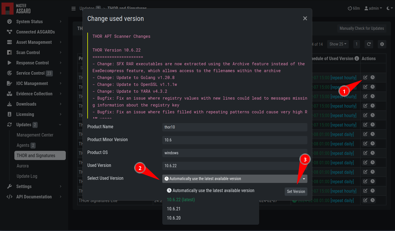 Selecting a Scanner Version manually