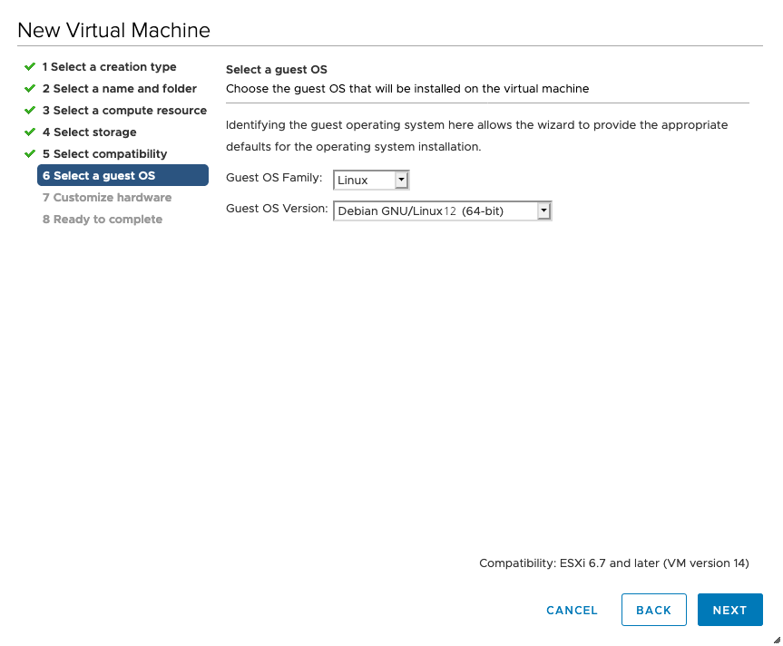 New Virtual Machine - ESX