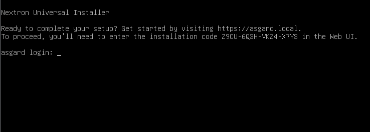 Login prompt ASGARD Server