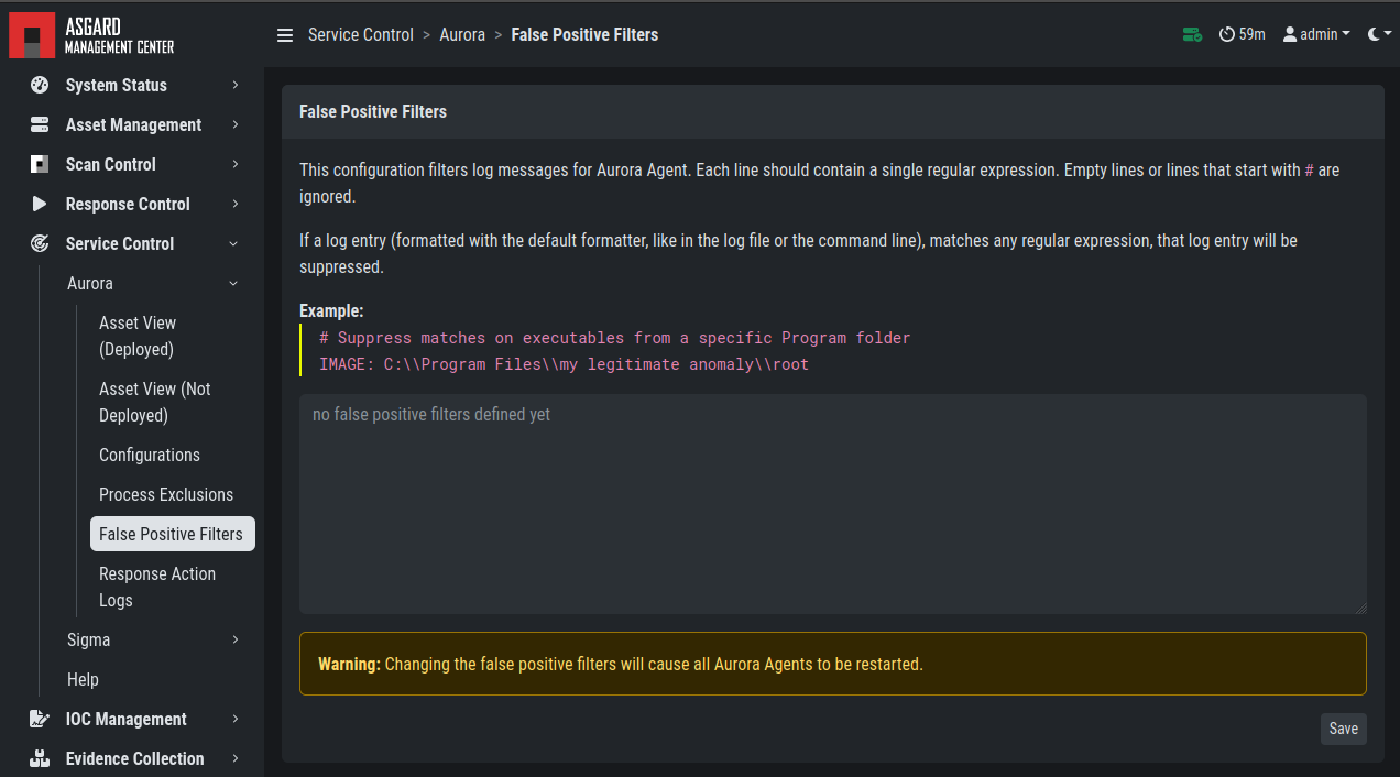Define Global Aurora False Positive Filters