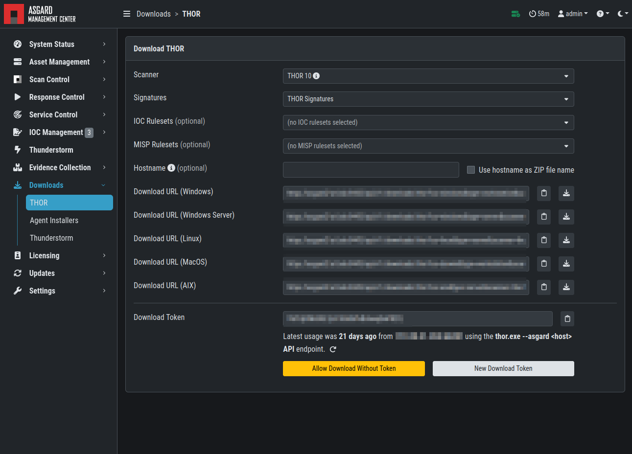 Generate THOR Package Download Link