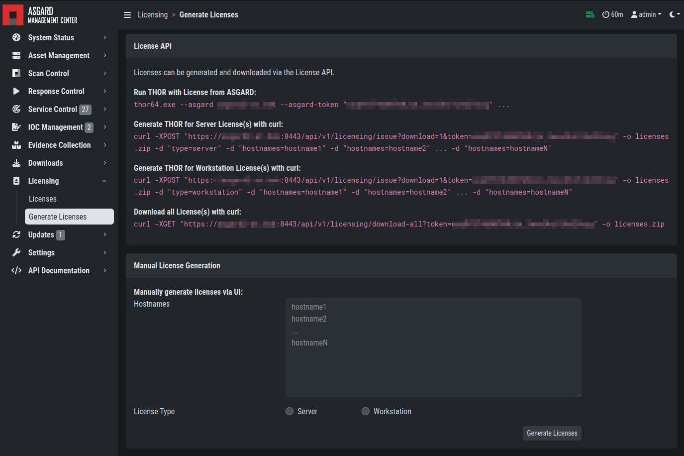 Generate licenses