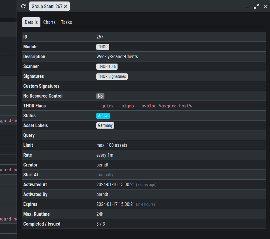 Scan Control – Group Scans – Details