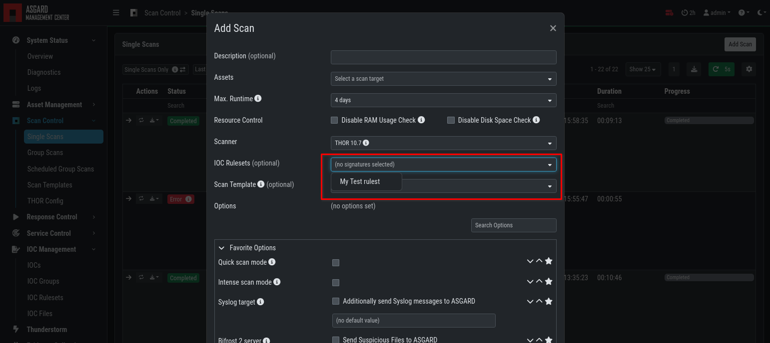 IOC Ruleset in THOR Scan