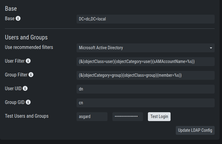 Configure the LDAP User and Group Filters