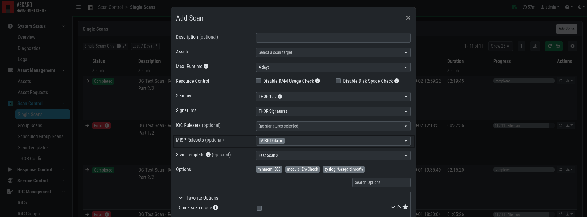 Scanning with MISP Ruleset
