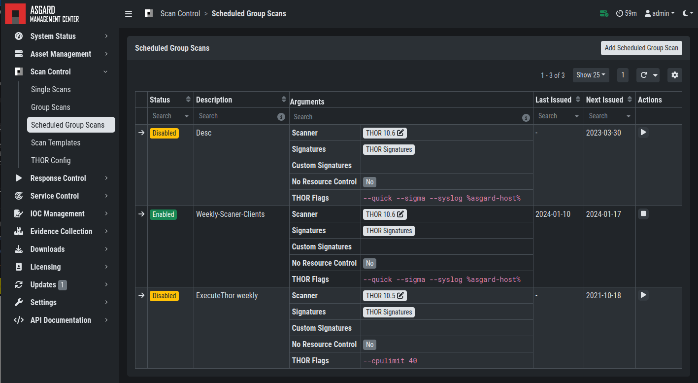 Scan Control – Scheduled Group Scan