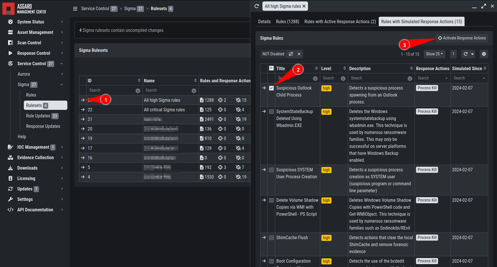 Response Configuration in Rulesets