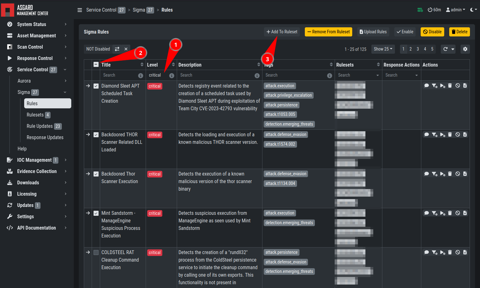 Add all critical rules to a ruleset