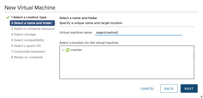 New Virtual Machine - ESX